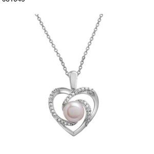 Pearl and diamond accent necklace in sterling silver